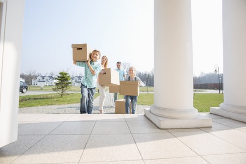 Packed office items prepared for relocation service