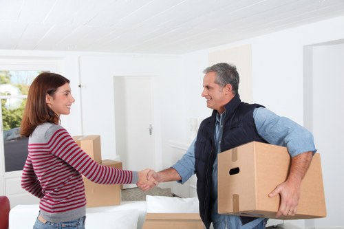 Household furniture being transported by a removals van