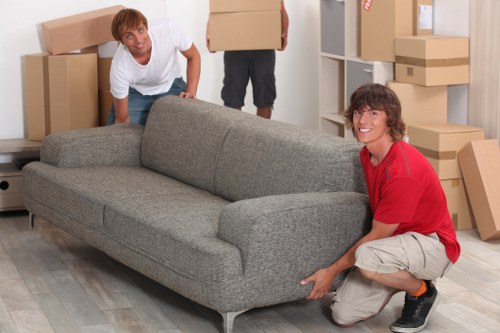 Removal van positioned for a local office move in Southfields