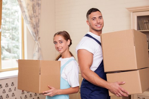 Commercial moving van loading office items in Southfields